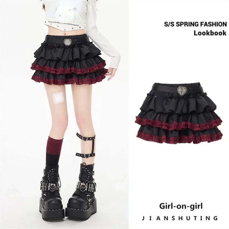

2000s Emo Clothes Summer Women Black Gothic A-Line Pleated Skirt Y2k Mini Skirts Harajuku Vintage 90s Aesthetic Kawaii Skirt