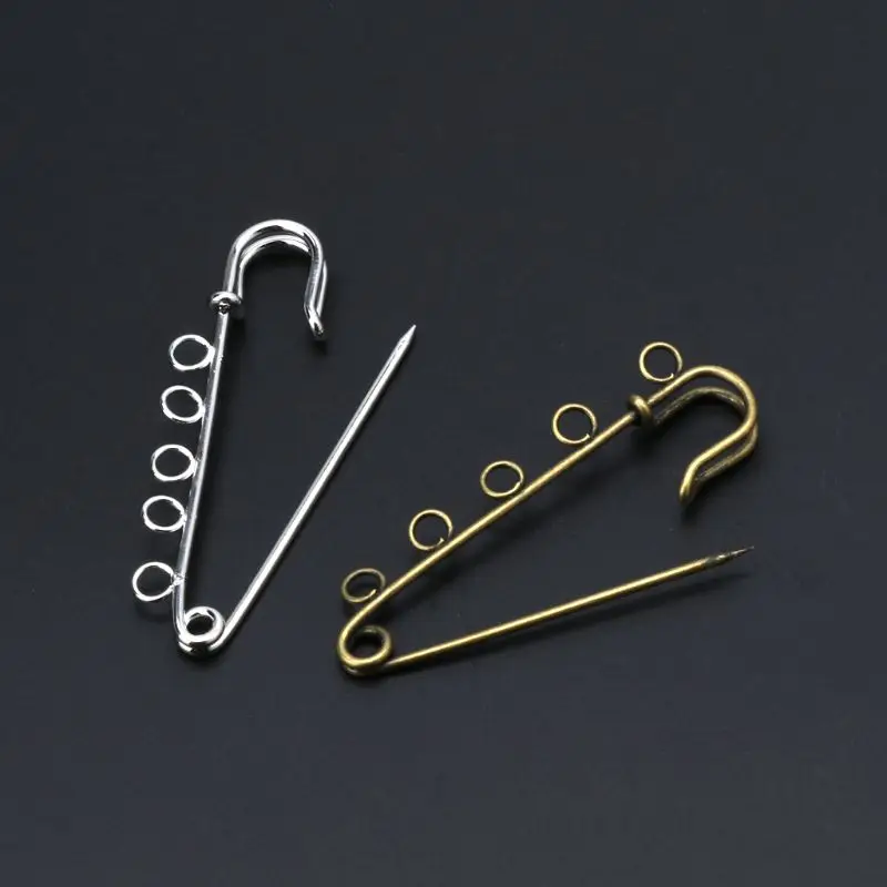 Fashion 10 Pieces Silver Bronze Lapel Pin 5 Holes Safety Pins Brooches for Girls