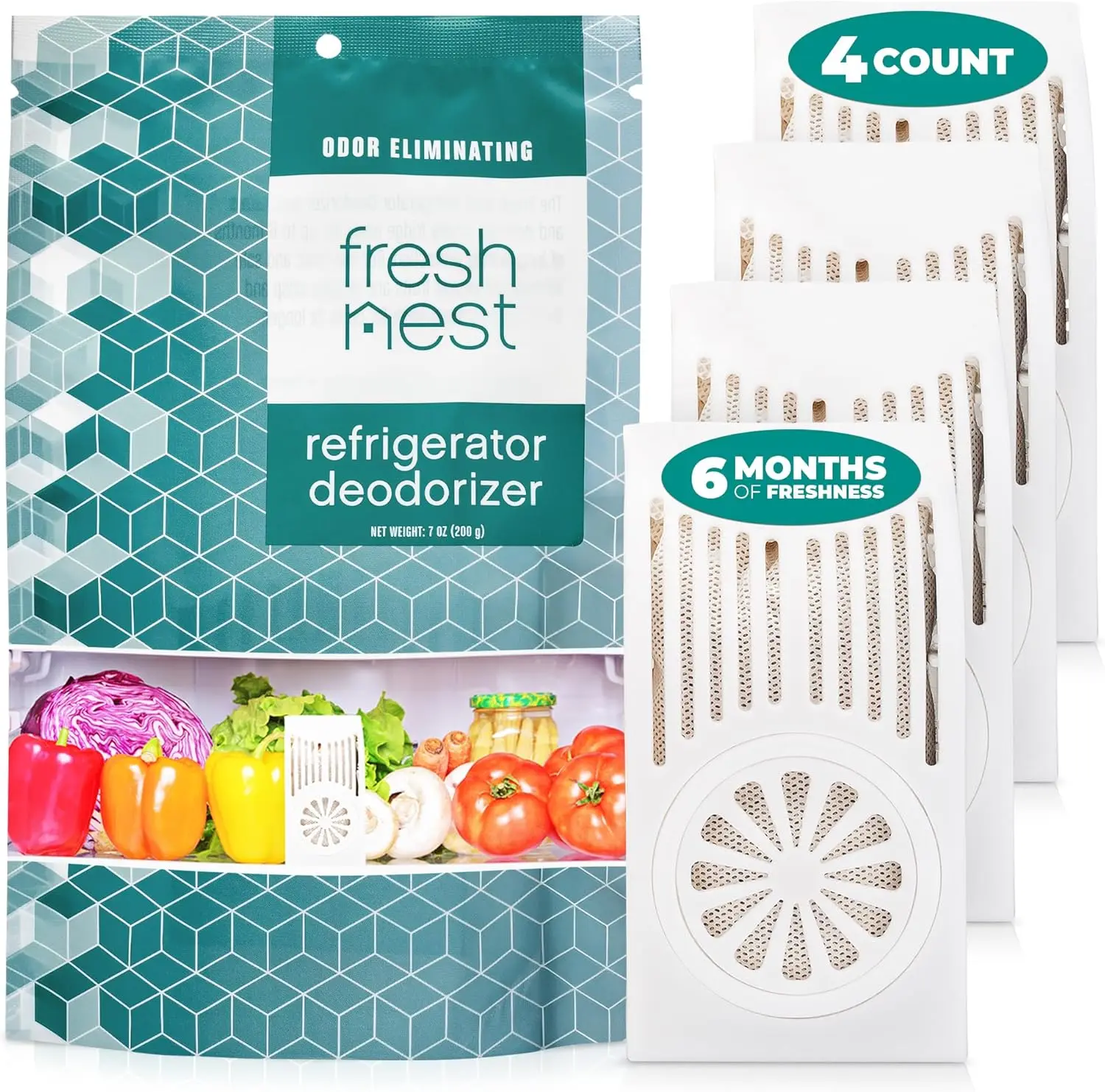 

Refrigerator Deodorizer with Zeolites (4-Pack) - Odor Eliminator for Fridge & Freezer - Outshines
