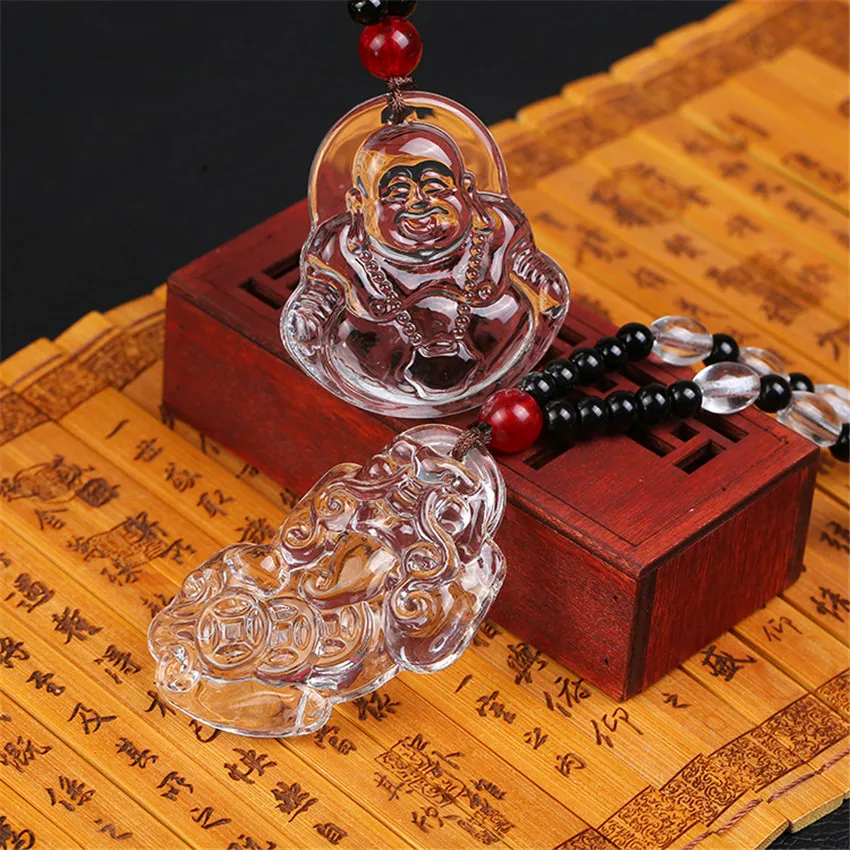 New Chinese Natural White Jade Buddha Pendant pi xiu Maitreya Buddha Laughing Buddha Necklace Customized Personality Jewelry