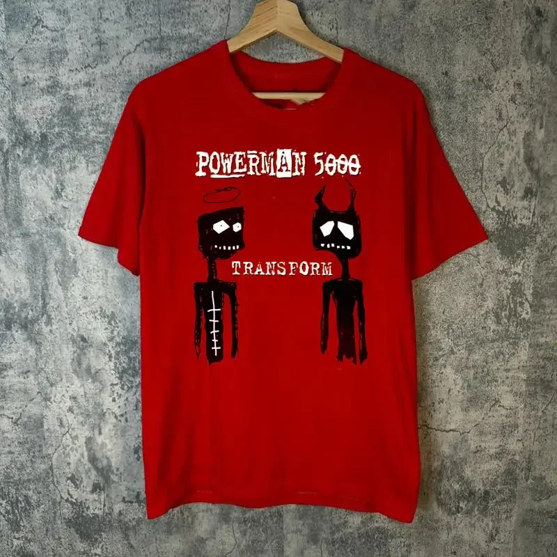 T-shirt rouge de l'album Powerman 5000 Band Transform, toutes tailles disponibles, du S au 5XL.