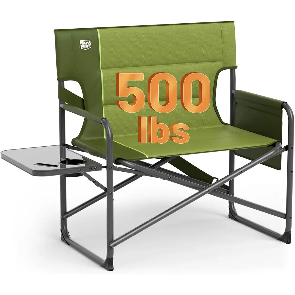 

Heavy-Duty Extra Wide Padded Camping Chair for Adults, 500lb Capacity, Ideal for Outdoor and Sports Activities, Green
