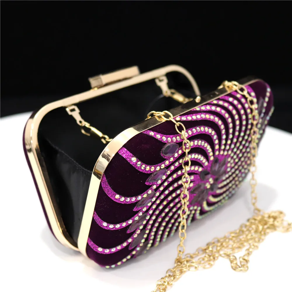 2024 New Luxury Women\'s Evening Bag Clutch With Rhinestones Party Diamond Decal Design Metal Chain Shoulder Wallet Handbag