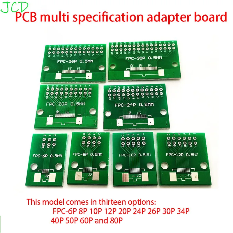 1PC FPC FFC Flexible Cable Adapter Board 0.5mm Pitch Connector SMT to 2.54mm 6P/8P/10P/12P/20P/24P/26P/30P/34P/40P/50P/60P/80P