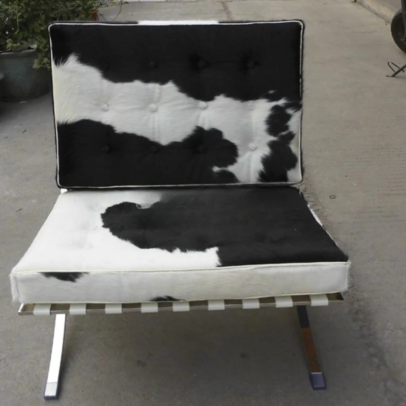 CL3001 Unit - Black and White Cow Leather Single Seat Sofa Casual Chair