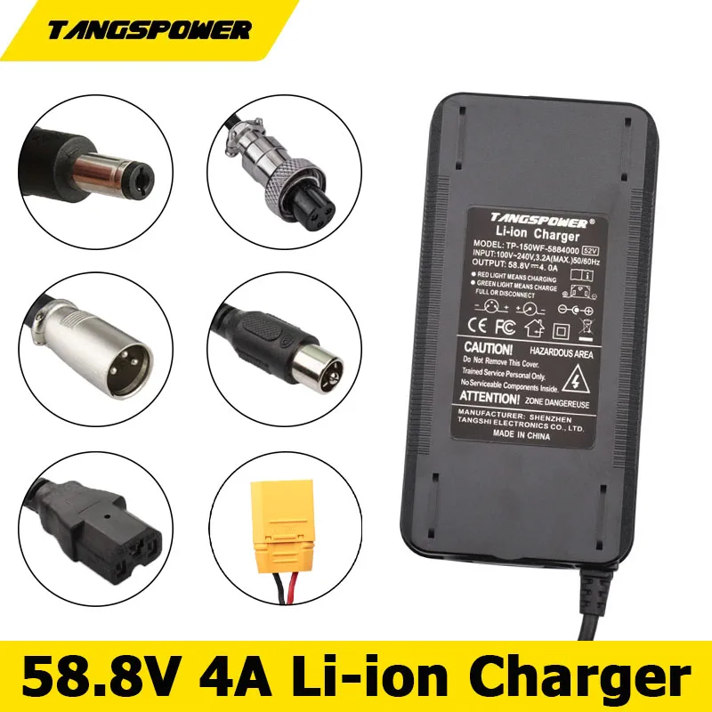 

58.8V 4A Lithium Battery Charger For Kugoo G1 52V 14S Li-ion Battery Pack Charger Fast Charging With Connector GX16-DC-XLR