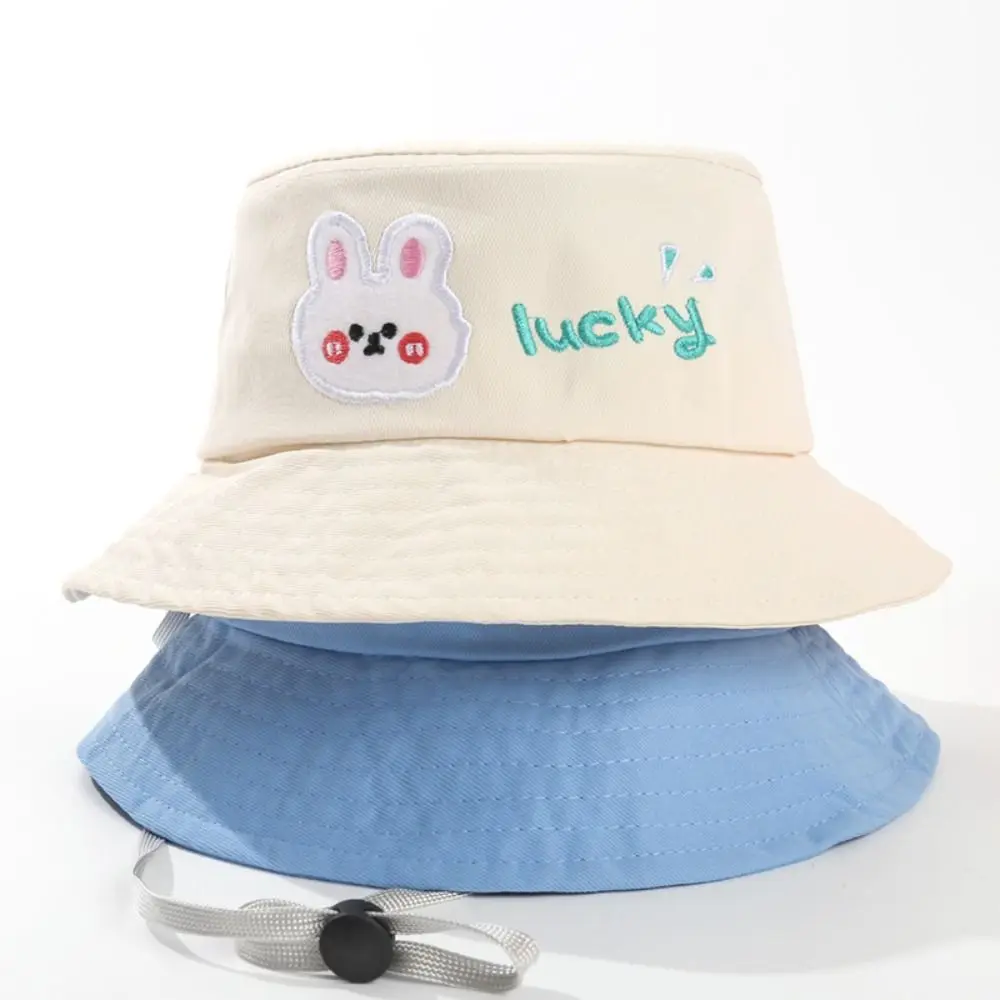 

Cute Bunny Bucket Hat Cotton Cartoon Panama Hat UV Protection Sun Cap Kids