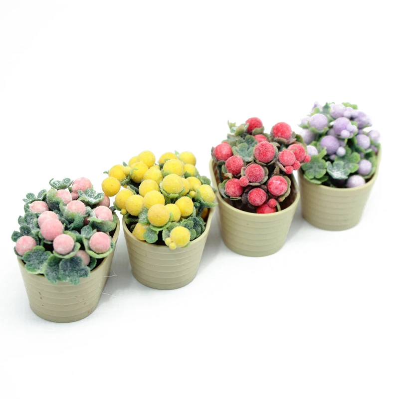 1/12 Dollhouse Simulation Flower Plant Potted Dollhouse Mini Home Decoration Dolls House Micro Landscape Plant Accessories