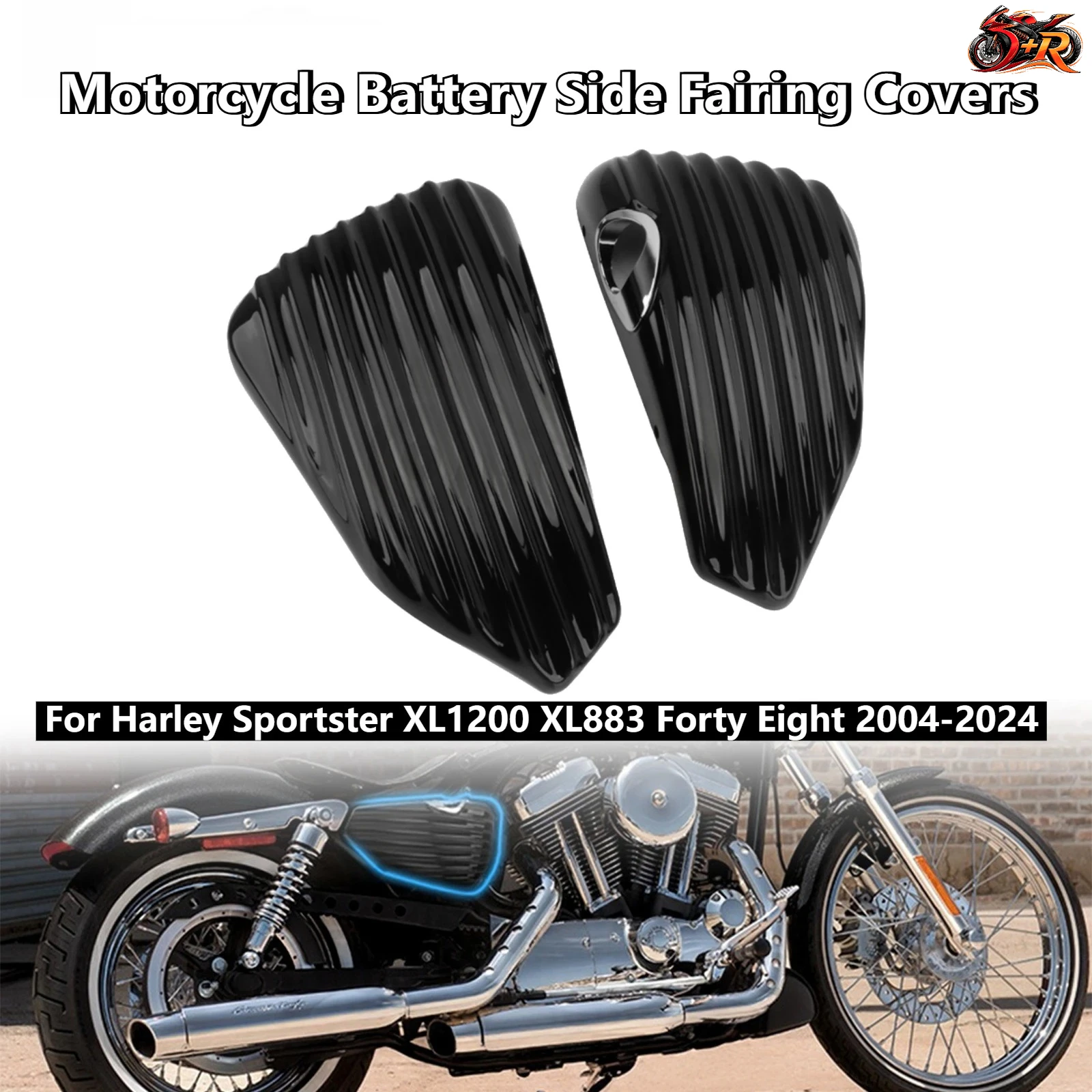 Moto Black Left Right Battery Side Fairing Covers For Harley Sportster XL1200 XL883 Forty Eight 2004-2024 Motorcycle Accessories