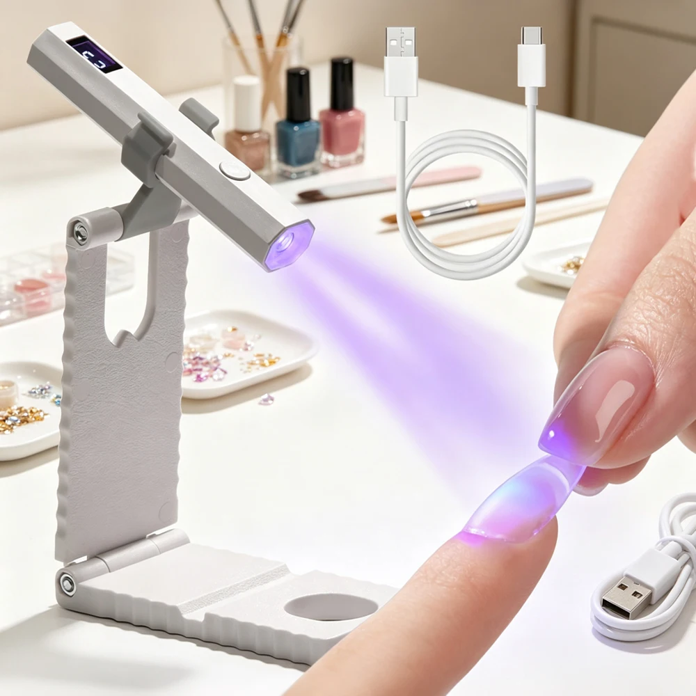 Professional Nail Lamp Stand Handheld LED UV Light with LCD Display for Gel Nails Rechargeable USB Nail Dryer for Fast Curing