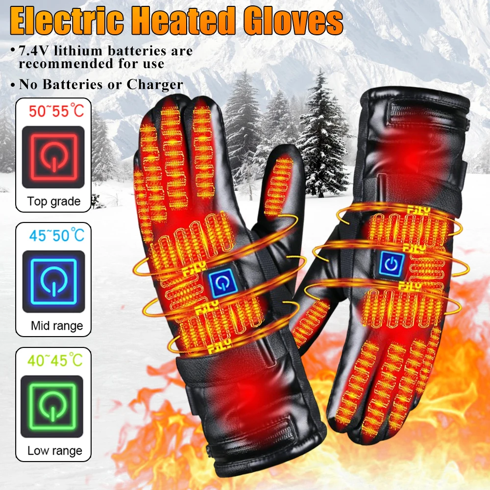 

Winter Heating Gloves Electric Heated Gloves for Skiing Snowboarding Fishing Riding Waterproof Thermal Heat Gloves (No Battery)