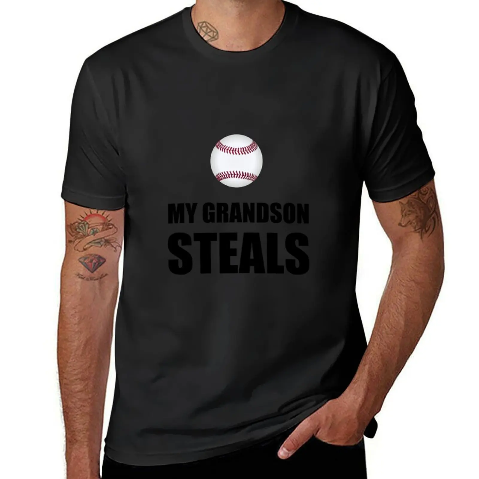 

Grandson Steals Baseball T-Shirt graphic tee shirt blue lock new edition mens clothes