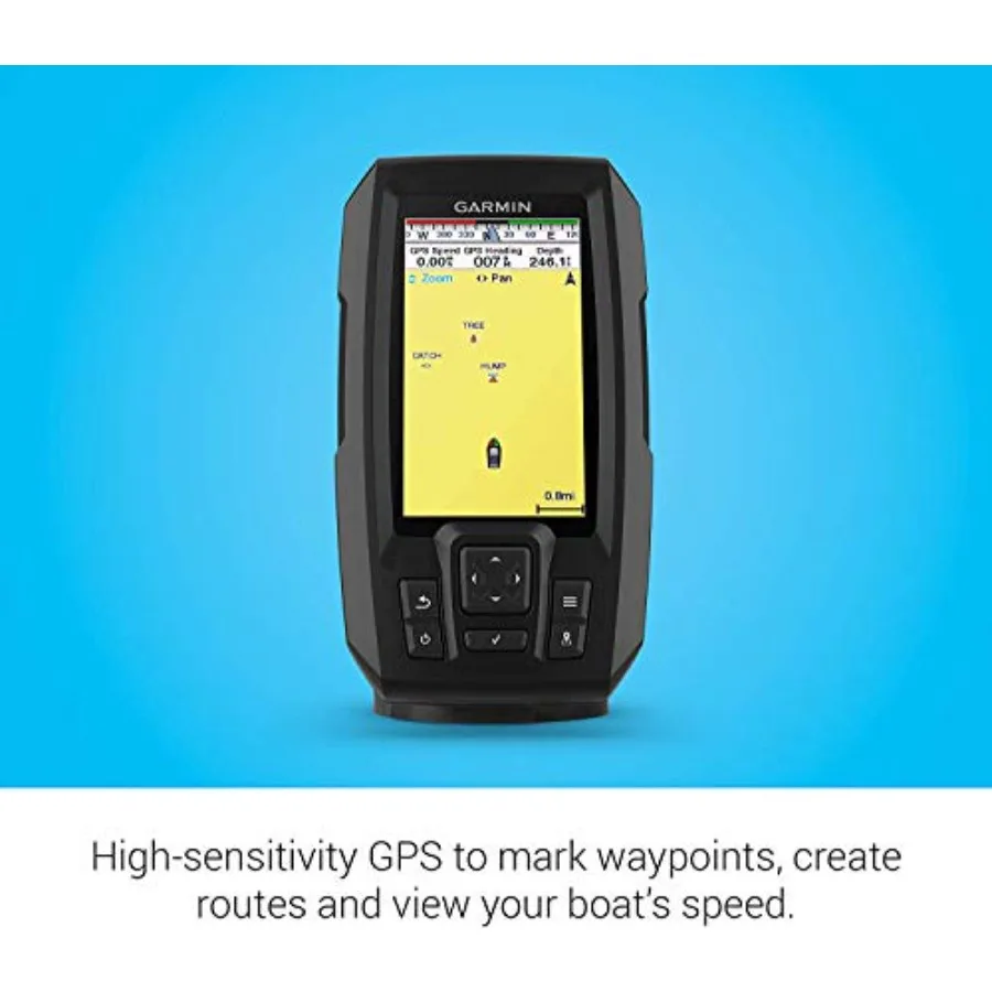 حزمة Garmin Striker Vivid 4cv مع محول طاقة وغطاء واقي 4 بوصة لون Fishfinder مع لون السونار المسح الزاهي Pa #6