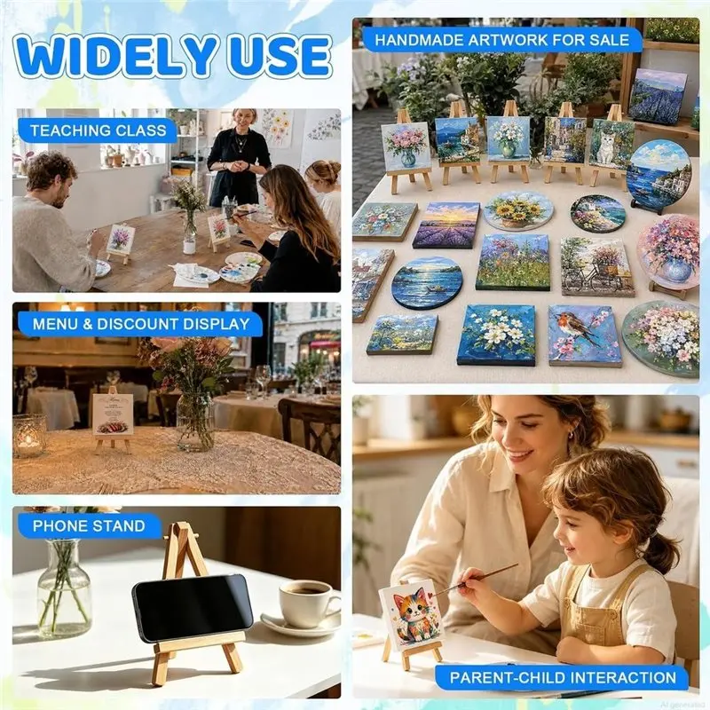 Superior 12 Pack Mini Canvas With Easel Set, Canvas Painting Kit Ideal For Beginners. Pre-Stretched, Primed, For Acrylic & Oil P