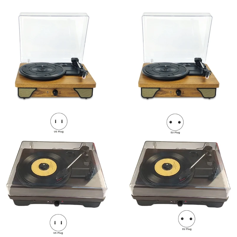 T03L Bluetooth Record Player Multi-Functional Vintage Turntable Phonograph Wooden Vinyl Record Audio Player