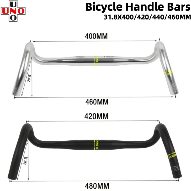 UNO FL12 Gravel Cross-country Road Handlebar/Bent Bar Aluminum Bicycle Handle Bars 31.8X400/420/440/460MM