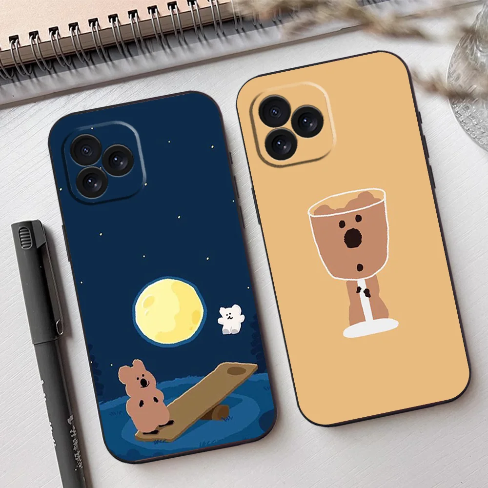 Korean Koala D-Dinotaeng Phone Case For Samsung A03 A04 A05 S A13 A34 A53 4G 5G S22 S23 ULTRA Black Soft Silicone Cover