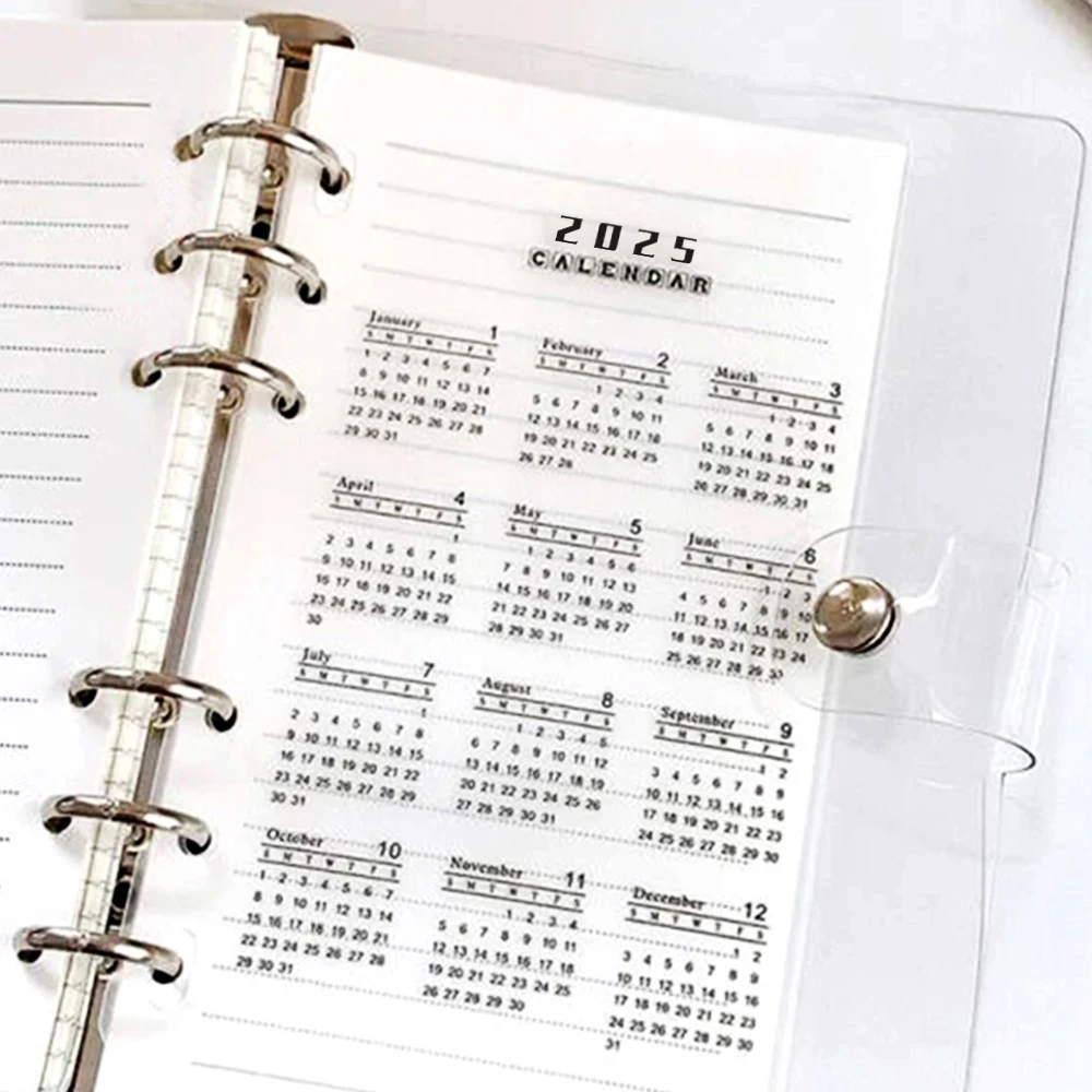 2025 Calendar PP Divider A5 A6 Loose Leaf Notebook Planner Index Sheet Binder Category Planner Inner Clip