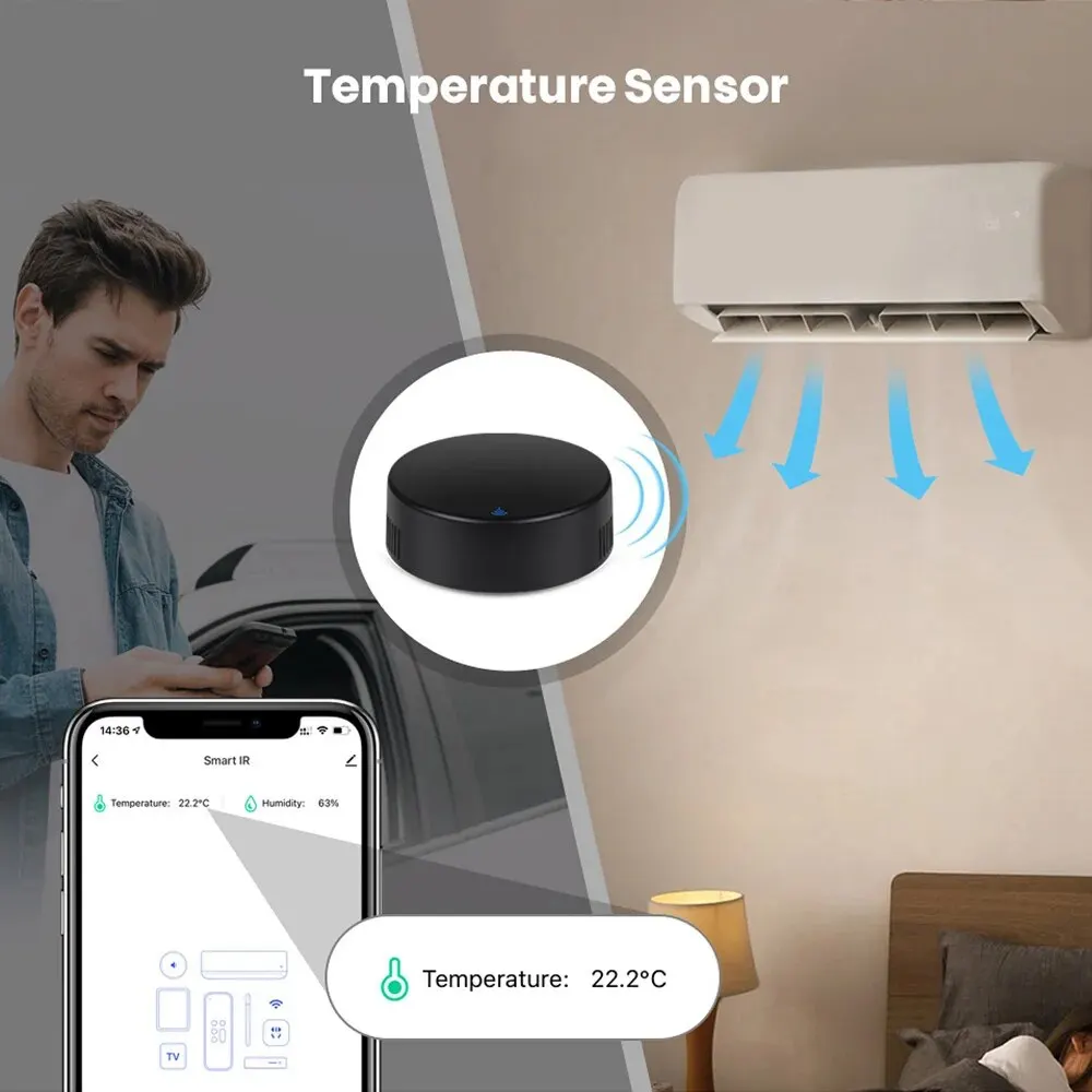 NEW Tuya Smart WiFi IR Remote Control Temperature Humidity Sensor for Air Conditioner TV AC Works with Alexa,Google Home Yandex