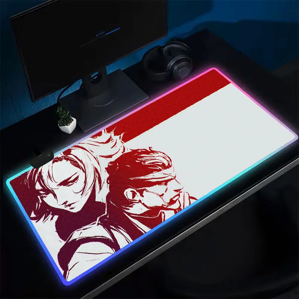Gamer M-Metal Gear Solid Mouse Pad Anime Gaming Mouse Pad LED Table Pads Backlit Rubber Desktop XXL Mousepad RGB Desk Mats