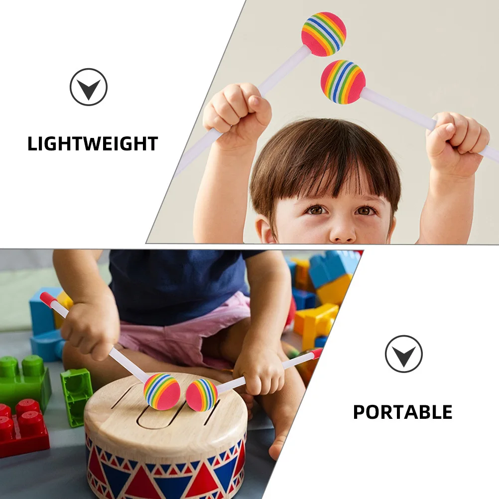 

10pcs Drum Sticks For Drums Rainbow Head Long Sturdy Durable Percussion Stick Performance Band Mallet Portable Adults Use