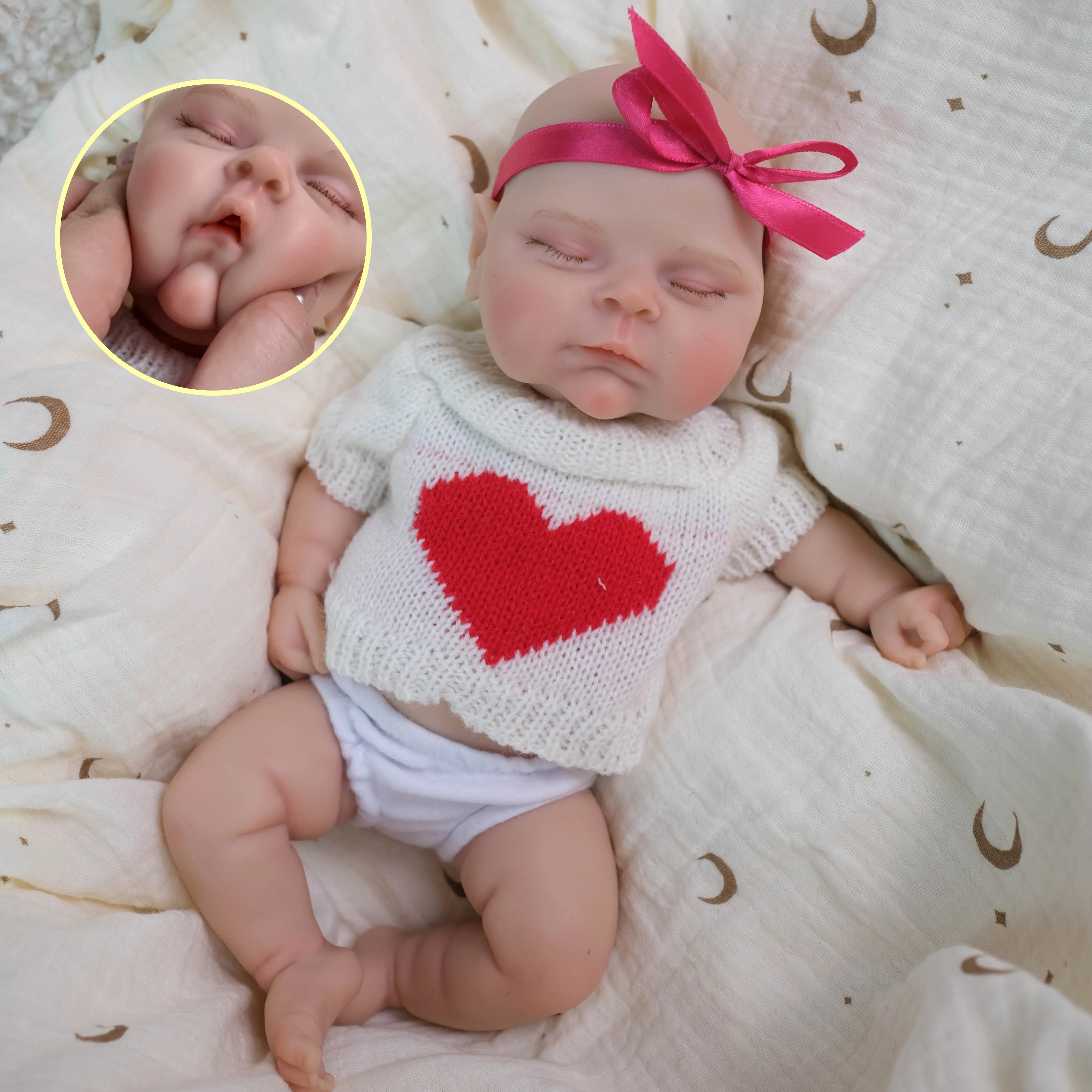 

NPK 12''High Quantity Solid Super Soft Elastic Silicone Reborn Peaches with Hand Painting Collectible Lifelike Art Doll