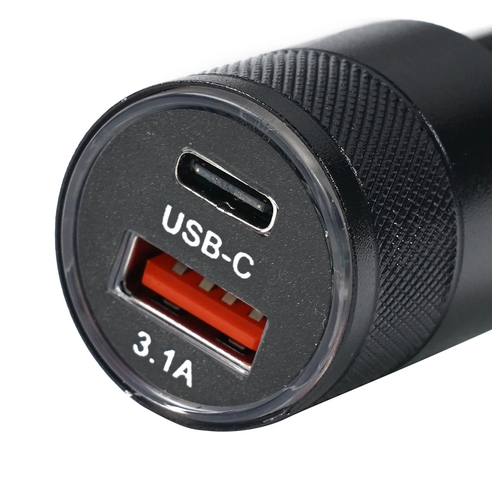 1Pcs Black 66W USB Car Charger Quick Charge 3.0 Type C Fast Charging Phone Adapter Metal Car Charging Automobile Charger view 6