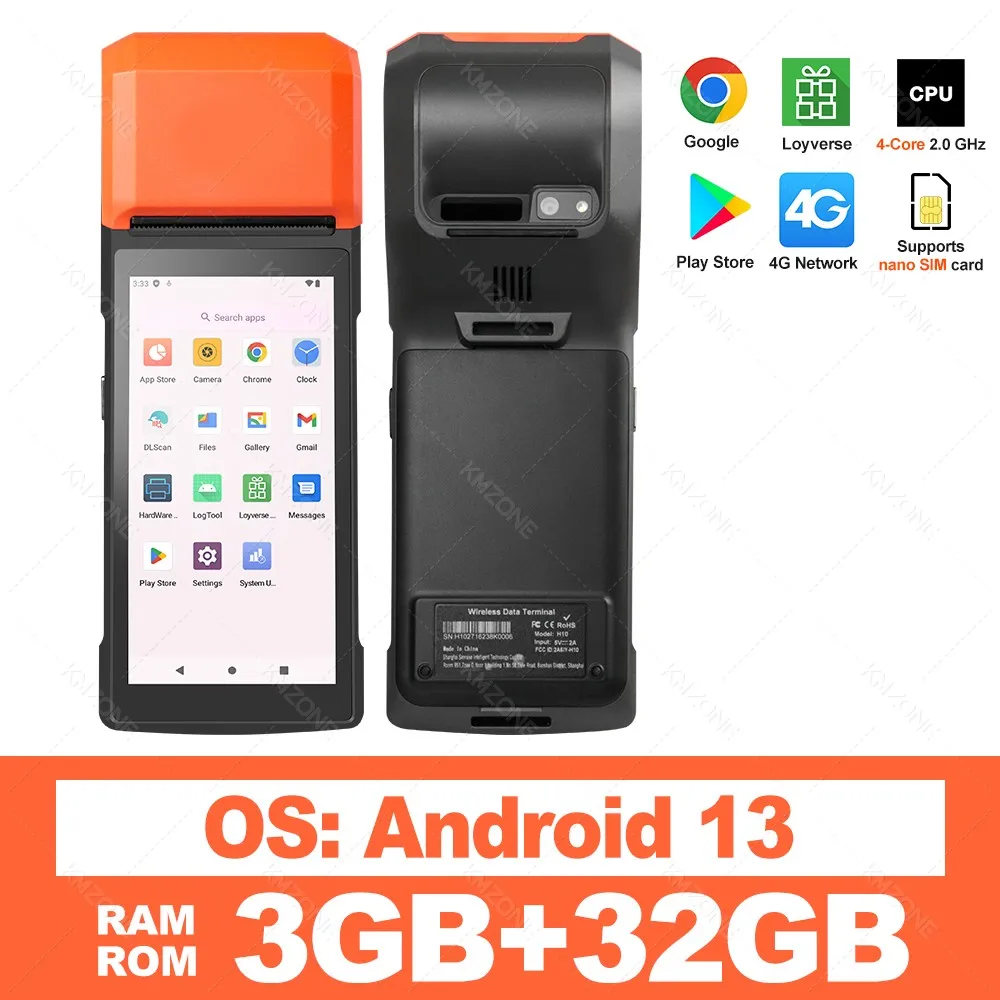 Android 11/13/14 PDA Terminal POS Machine 5.0 "Touchscreen Ingebouwde 58mm Bluetooth Thermische bonprinter Ondersteuning Wifi GPS - afbeelding 1