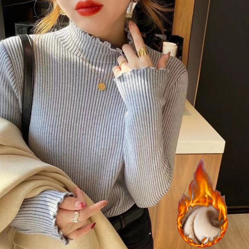

Zjaiss Women's Turtleneck Fashion Ruffles Women Pullovers 2025 Thickened Warm Sweater Autumn Winter Fashionable Versatile Tops