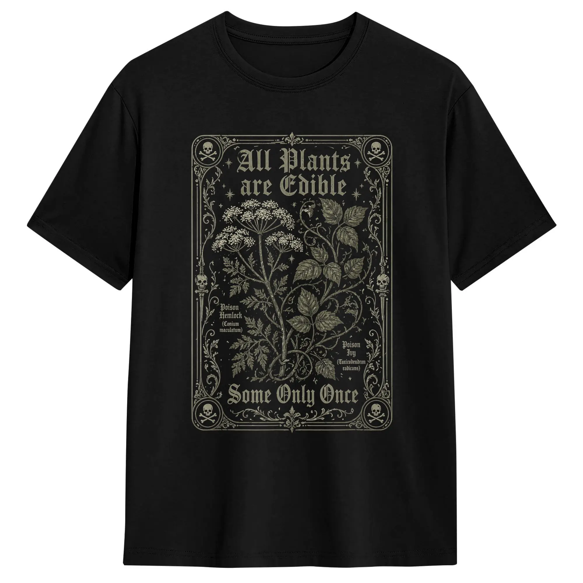 All Plants are Edible Some Only Once Gardening Dark Humor T-Shirt Summer  Hippie T-Shirts 100 Cotton Crewneck Oversize Top Tees