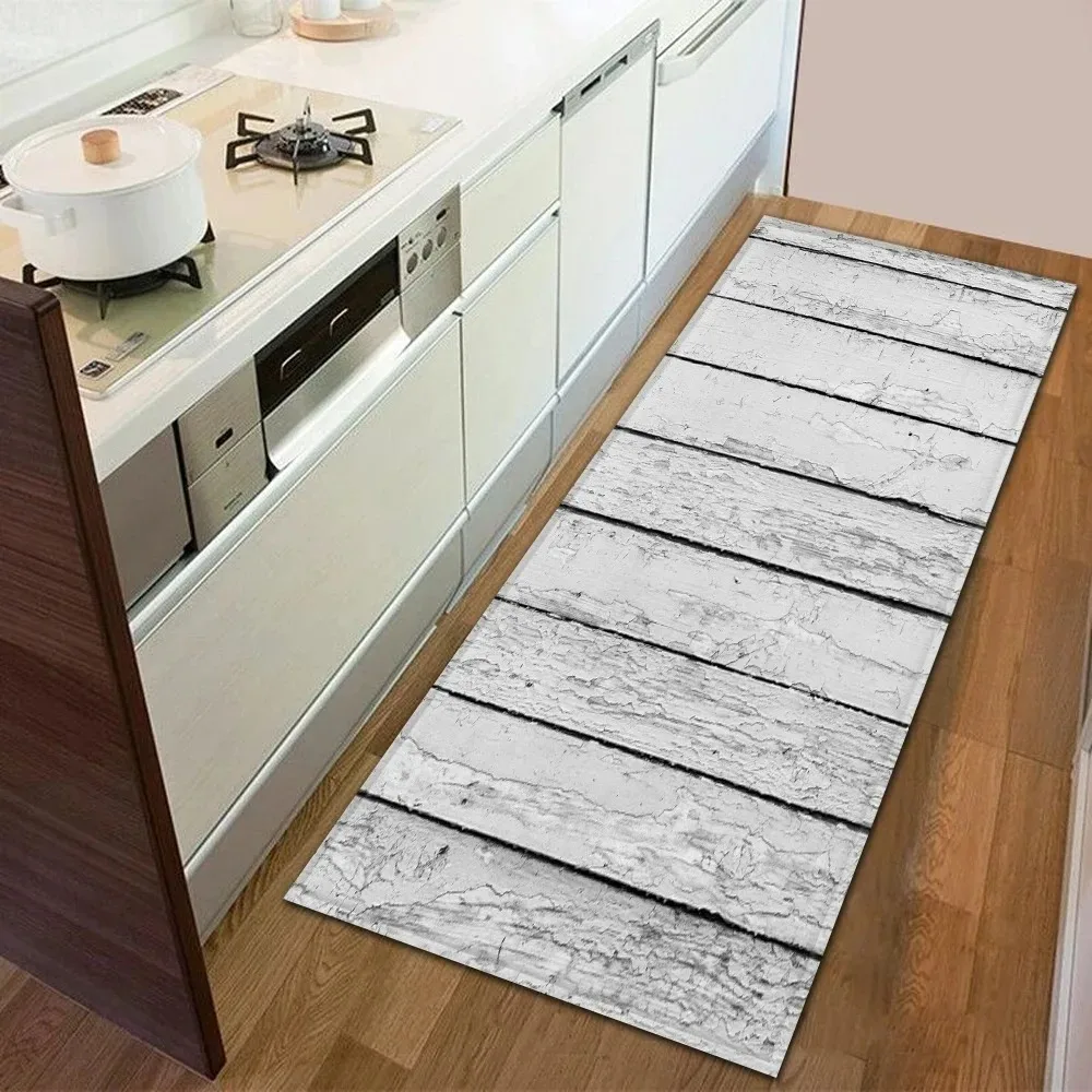 Holzmaserung Küchenteppich Schlafzimmer Eingangsbereich Fußmatte Rutschfester Wohnzimmer Bodenbelag Deko-Teppich Badezimmer Flur Fußmatte Nach Maß