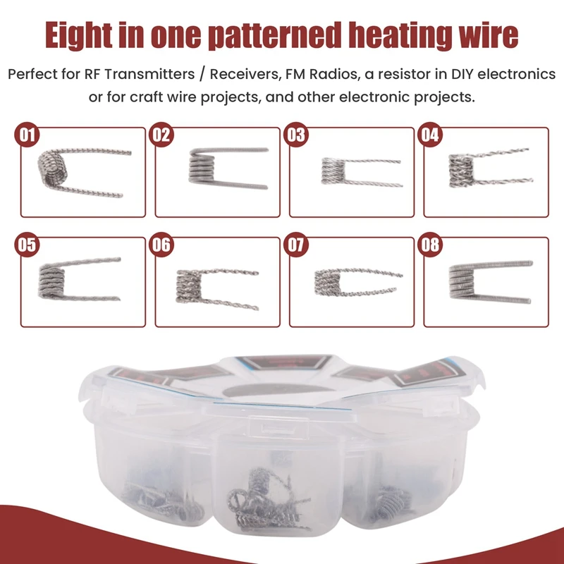 คอยล์โจรสลัดใหม่48ชิ้นอุปกรณ์ A1คอยล์สำเร็จรูปที่สร้างไว้ล่วงหน้าขดลวดเกลียวเสือโคร่งผสม clapton รวมขดลวดบิดสำหรับ RDA rba ที่