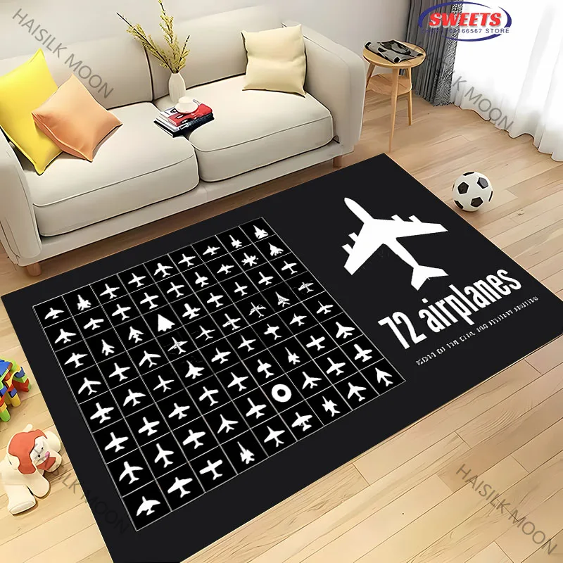 Aviation Theme Airplane Runway Carpet for Home Soft Rug Kid's Playmat Coffee Table Mat Leisure Balcony Doormat Washable Mat