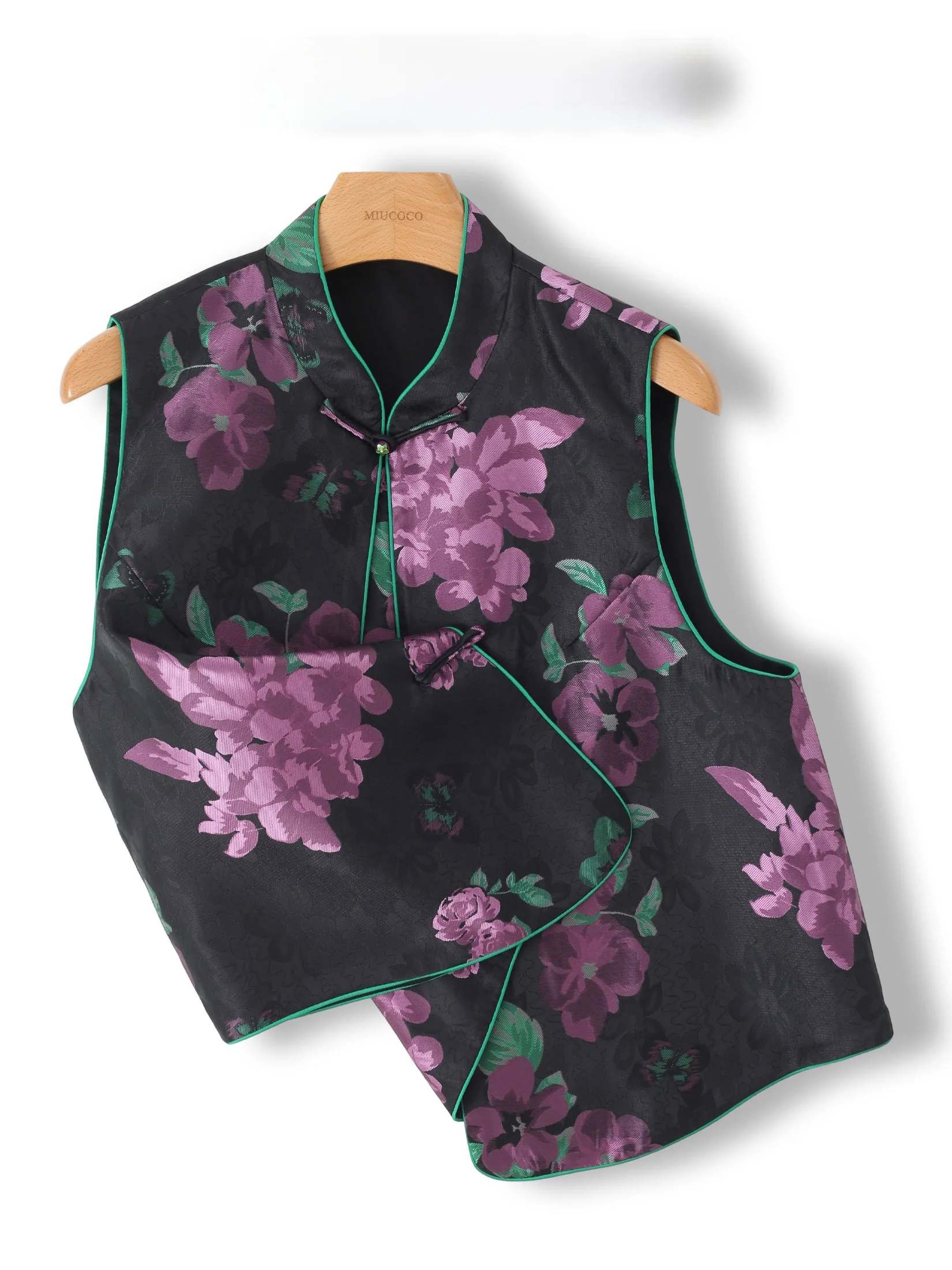 

New Chinese Style Embroidered Flower Women's Vest Luxury Fashion Tang Costume Top Quality Cotton Spandex Blend Regular Fit