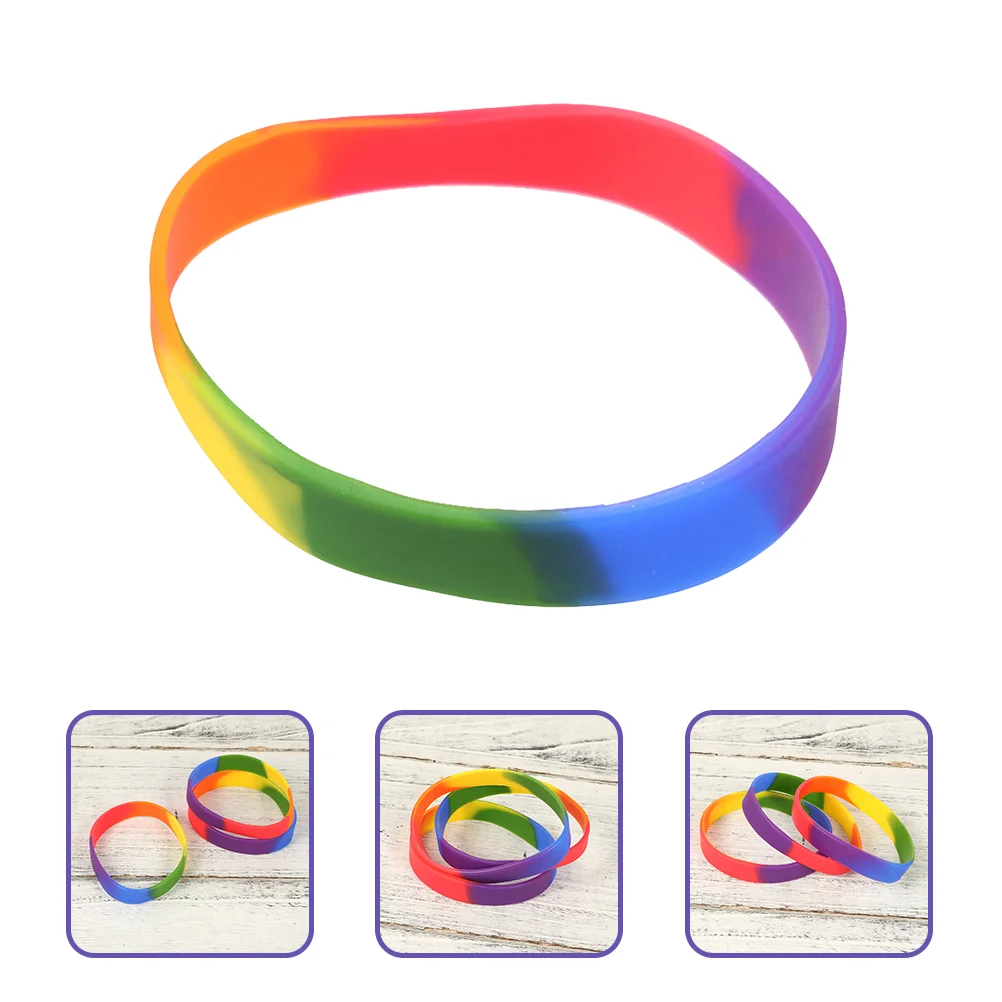 12 Pcs Rainbow Bracelet Silicone Wristband Pride Bracelets Gay Stuff Personalized Wristbands