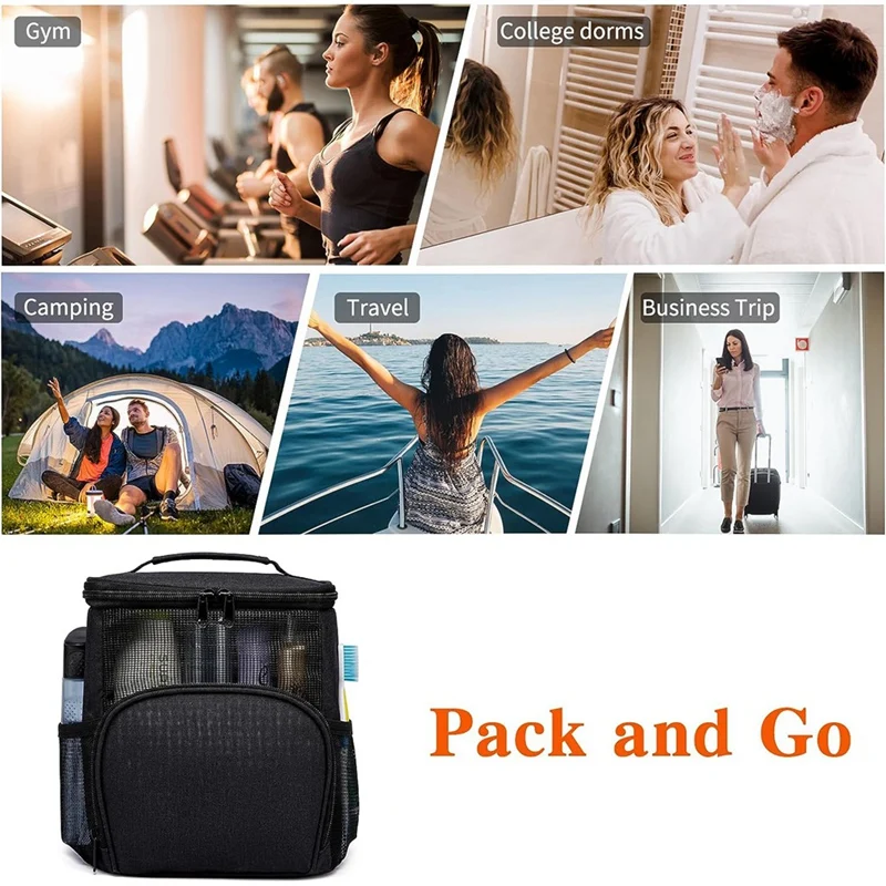 حقيبة حمل مستلزمات غرف النوم الجامعية للحمام ، سريعة الجفاف مع خطاف معدني ، حقيبة استحمام للسفر