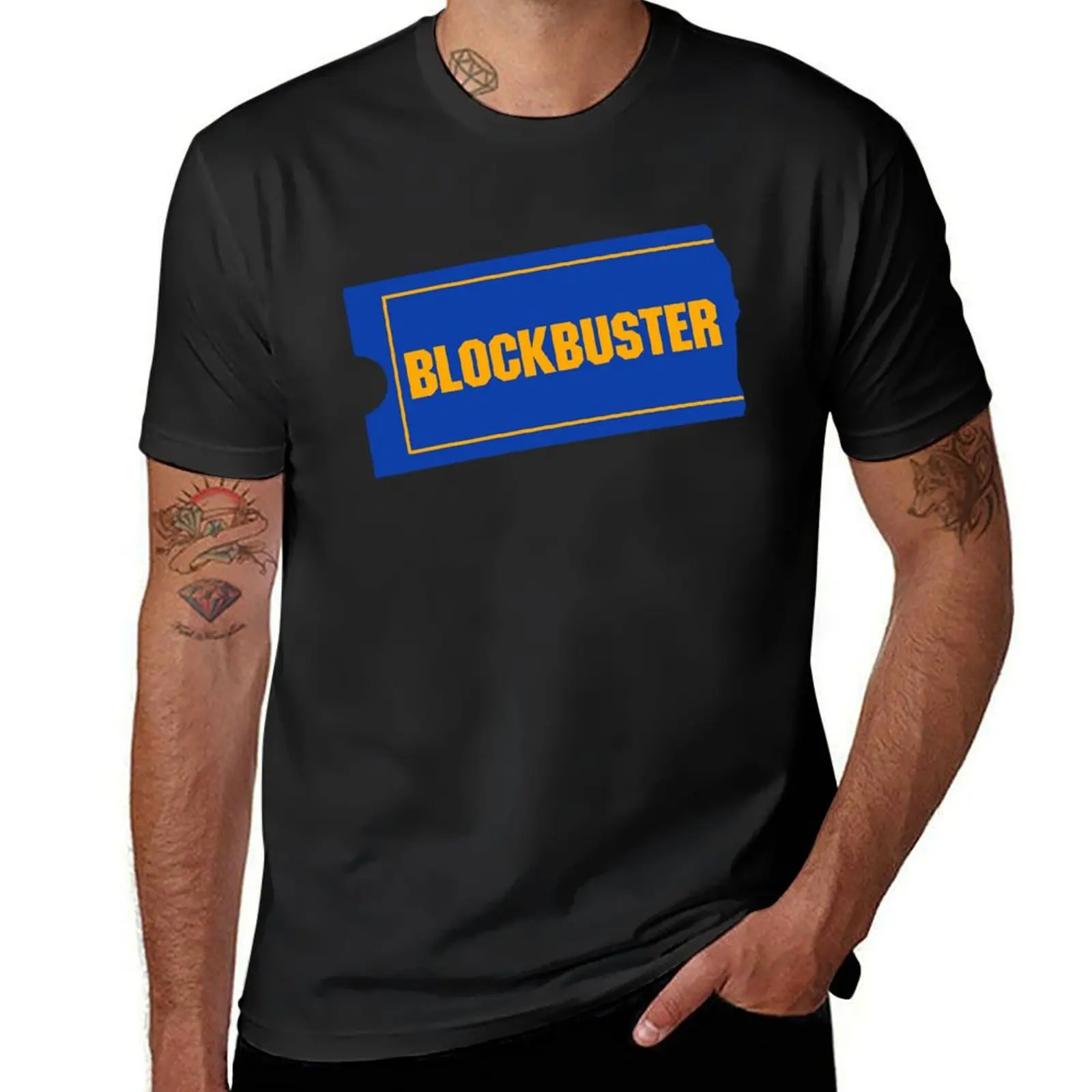 Blockbuster retro logo T-Shirt heavyweights customizeds plus size tops Men's cotton t-shirt