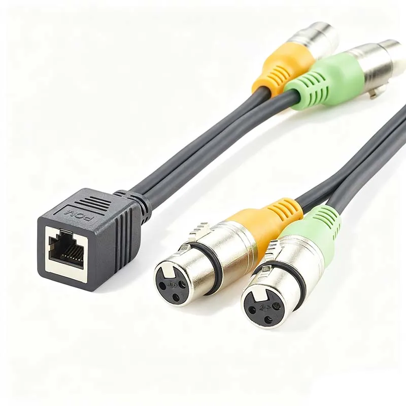 RJ45 Female to Dual 3-Pin XLR Female Axia Audio Adapter Cable—Broadcast-Grade Professional Audio Adapter Cable