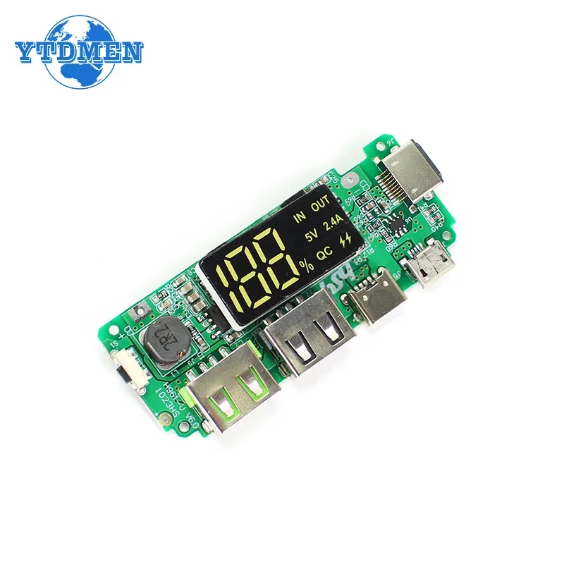 LED Dual USB 2.4A 5V Micro/Type-C USB Mobile Power Bank 18650 Charging Module Lithium Battery Charger Board Circuit Protection