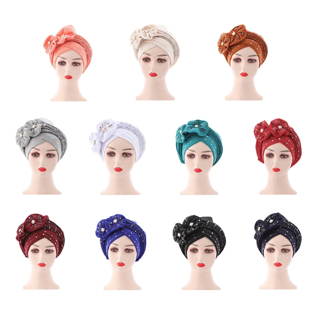 

Нигерийский головной убор Геле с бусинами, уже сшитый авто Геле, тюрбан, африканский Aso Ebi Gele Aaso Oke, повязка на голову, 2021, мусульманская мода