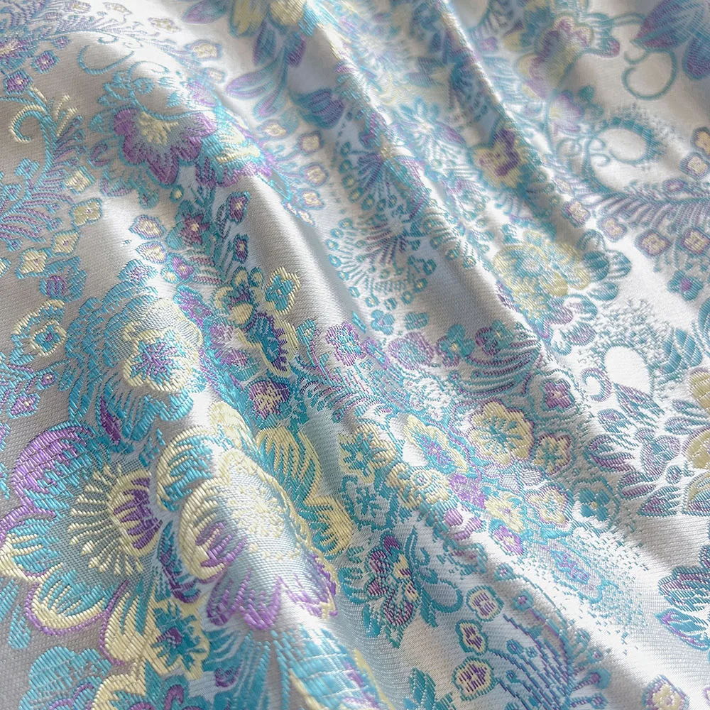 Damask Satin Brocade Jacquard Fabric Vintage Floral Vein For Sewing Coat Curtain Tablecloth Sofa Cushion And Skirt Clothing