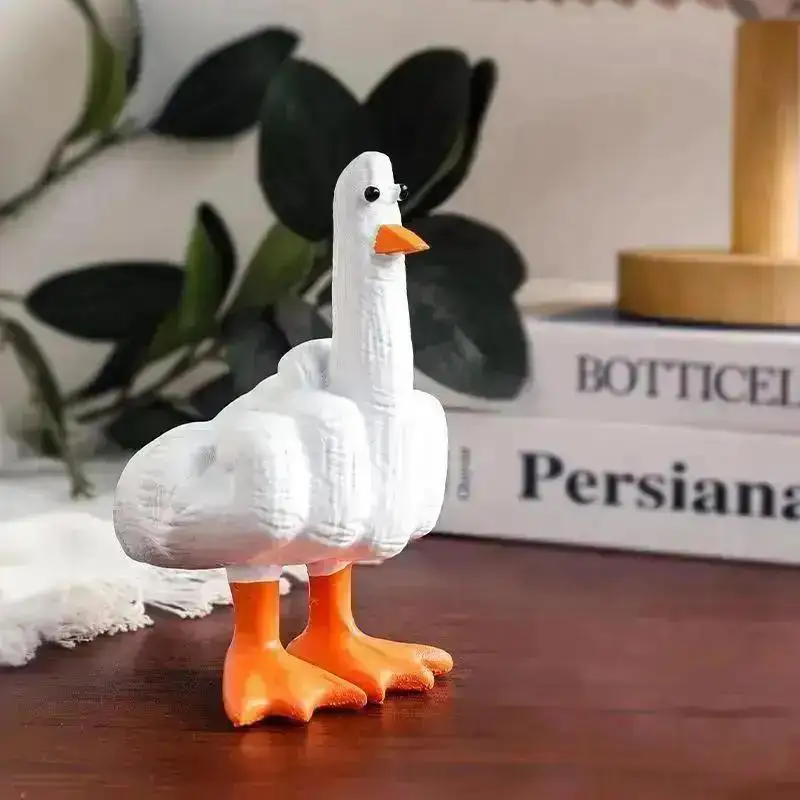 New Creative Middle Finger Duck Cute Resin Statue Decoration Duck small Desktop Ornaments Duck Garden Art Home Office Decorative