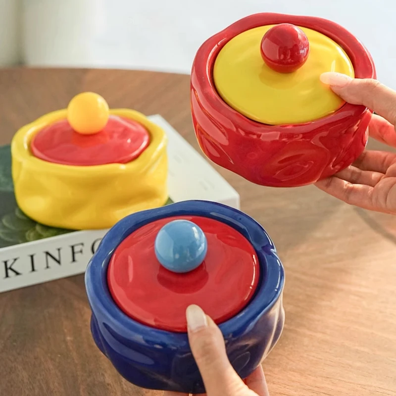 Colorful Ceramic Ashtray Living Room Desktop Fly Ash Storage Box Irregular Circular Ashtray Home Decoration Accessories Ashtray