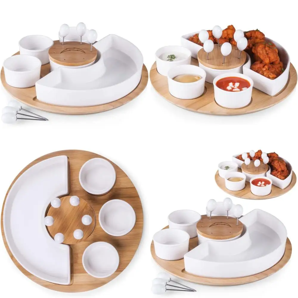 

NFL бамбуковый и белый керамический сервировочный поднос для закусок и набор блюде для вечеринок