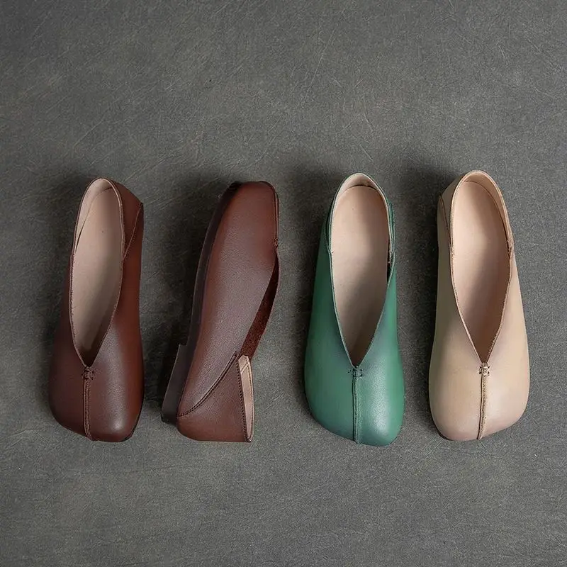 High quality Leather Women Flats Summer Shoes With Slip On Casual Flat Shoes Female Comfortable Moccasins Ballerina Shoes