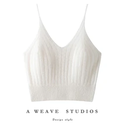 NEW 2026 All Season Sleeveless Pure Cashmere Tank Tops Women Vest Female Sexy short Solid Soft and Skin Friendly V-neck Camisole
