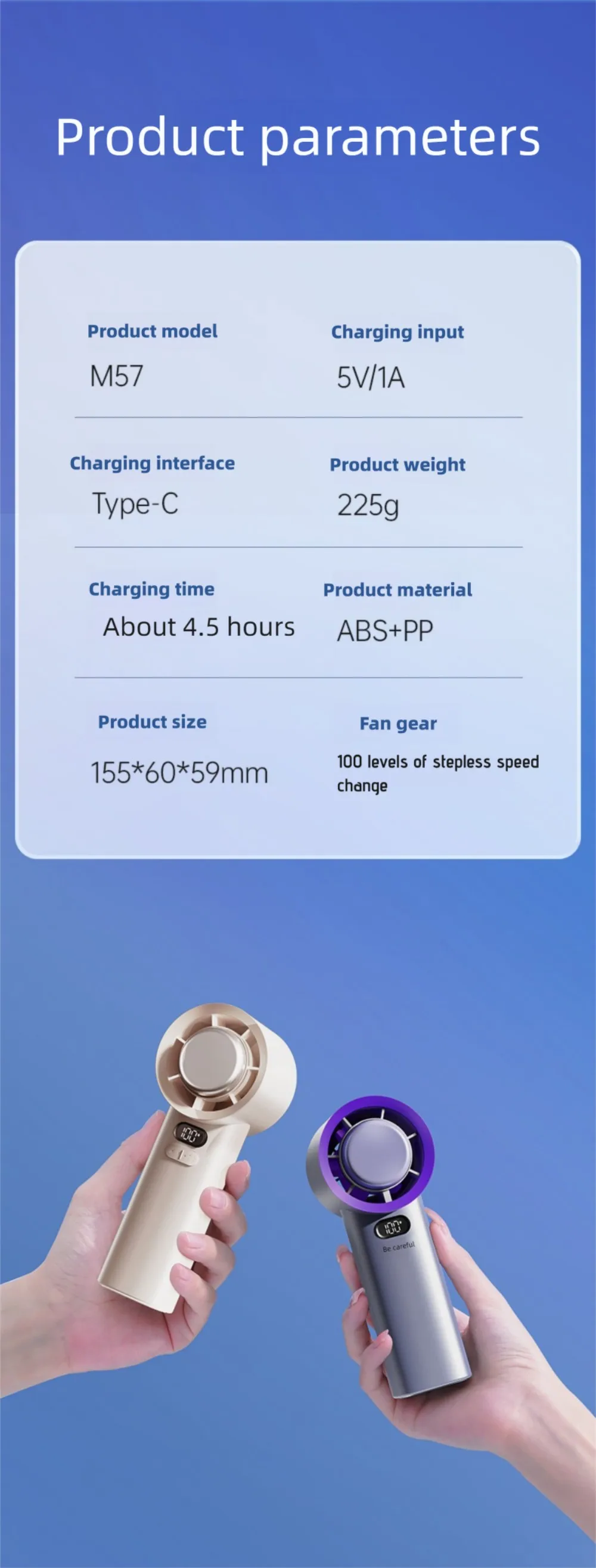 Handgehaltener Luftkühlungs-Mini-Turbo-Jet-Ventilator 4000mAh 100 einstellbare Geschwindigkeiten Tragbarer Eiskompressions-Ventilator für schnelle Kühlung im Freien – Detail 8
