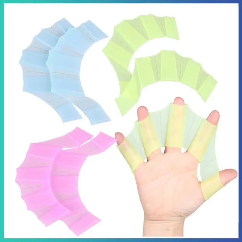 1 Pair Unisex Frog Type Silicone Girdles Swimming Hand Fins Flippers Finger Webbed Gloves Paddle Water Sports Equipment Summer