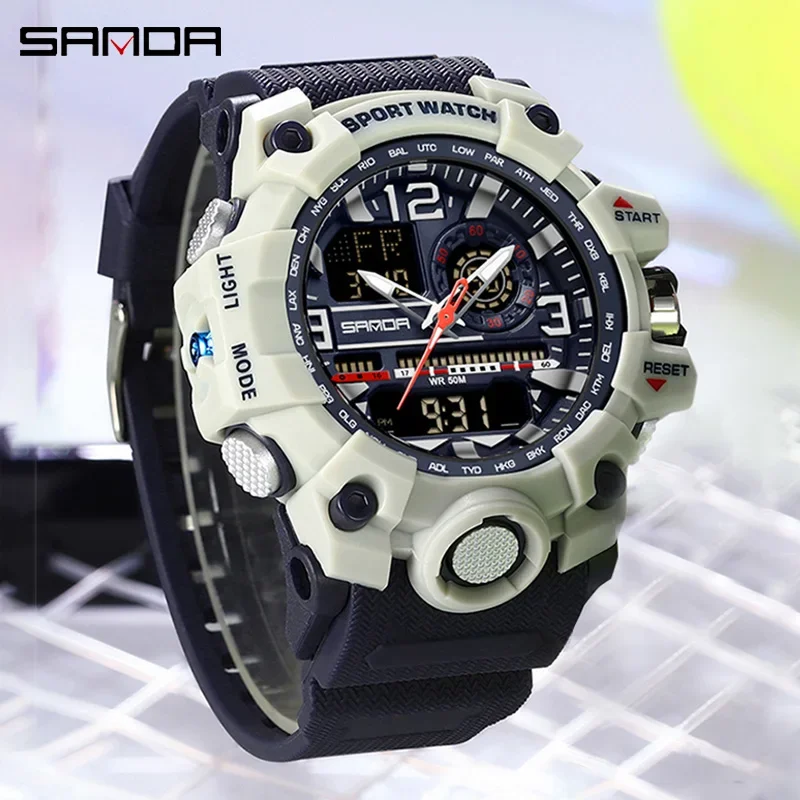 SANDA 3133 Luxury G style Military LED Digital Watches Mens Sport Clock Waterproof Digital Watches Mens Male Quartz WristWatch