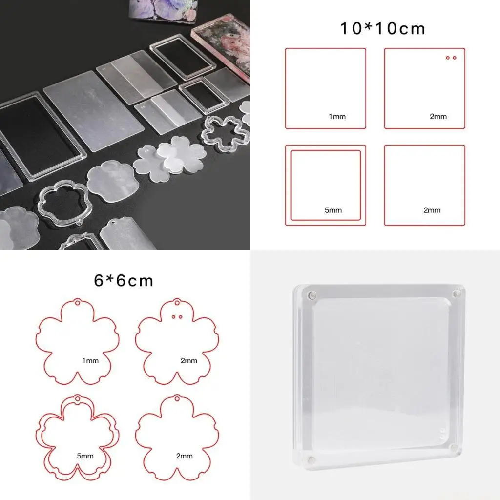 

D46E Различные стили акриловые брелки с пустыми украшениями для творческого небольшого подарочного брелка